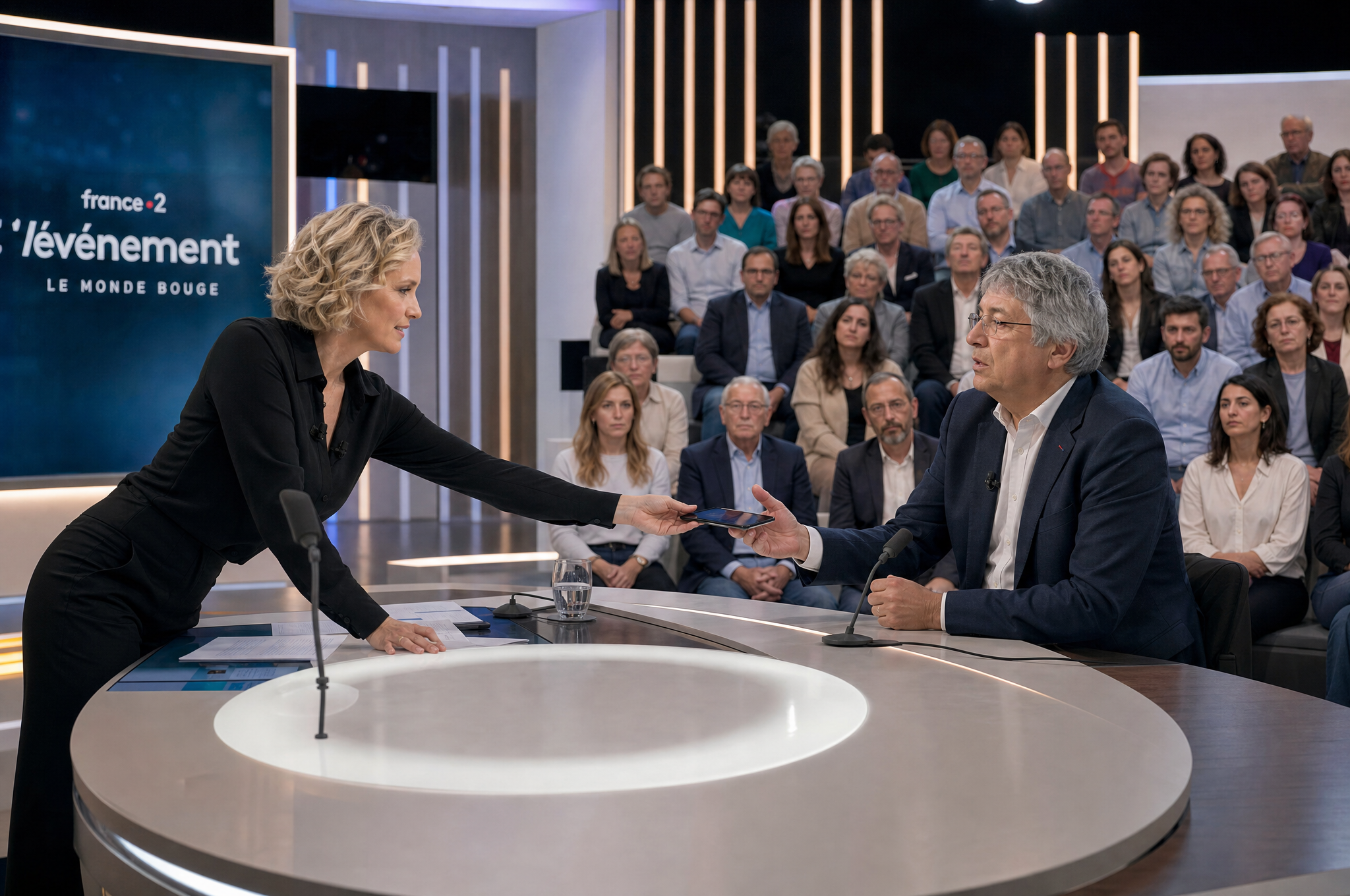 Caroline Roux montre le téléphone